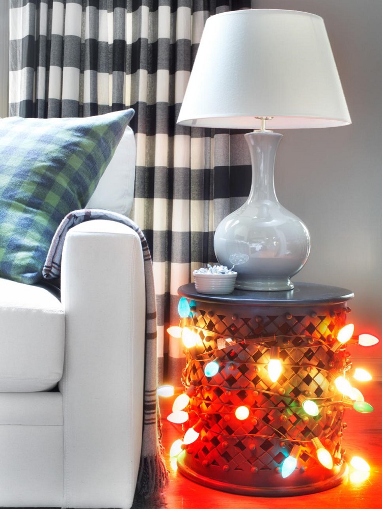 luces de navidad mesita salon moderno decorado ideas