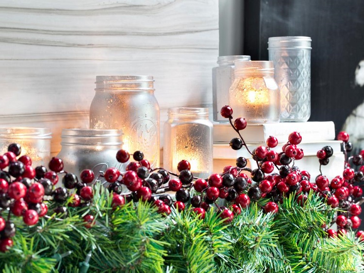 luces navidad velas jarrones cristal guirnalda preciosa ideas