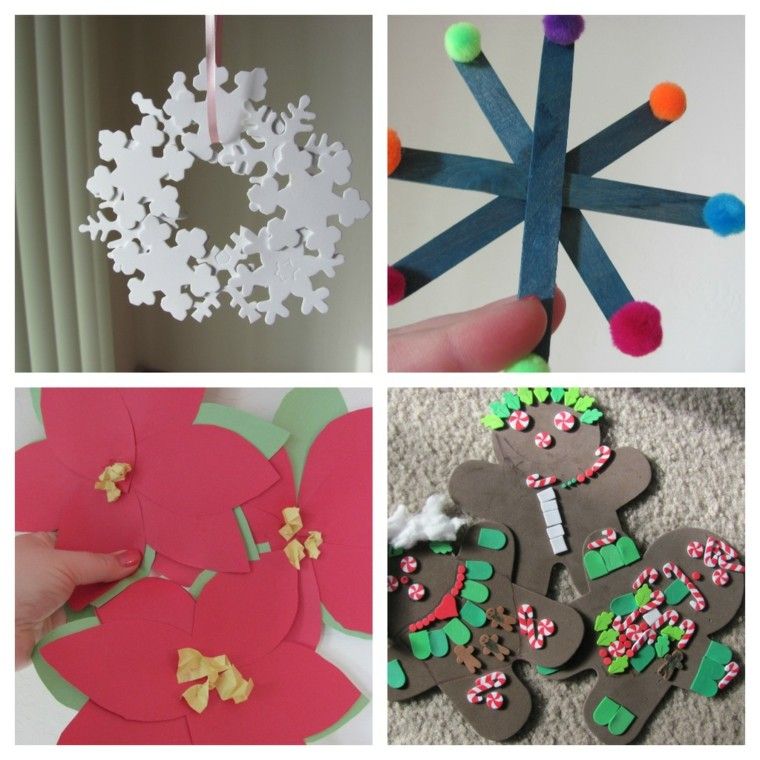 manualidades de navidad para niños colores madera flores