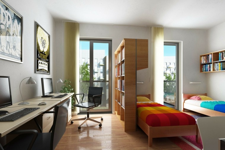 moderno dormitorio colorido cuadros contemporaneo