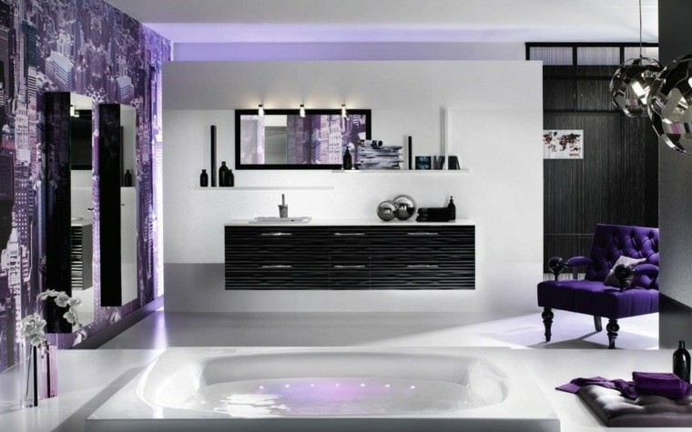 muebles baño elementos color violeta