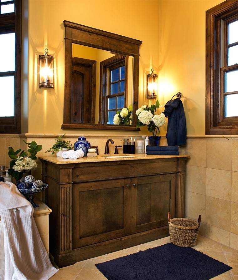 muebles baño madera diseño retro
