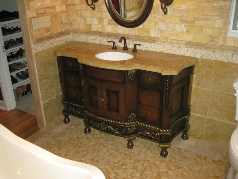 muebles baño madera diseño vintage