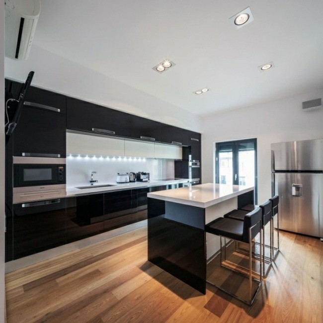 muebles cocina negros lacados modernos