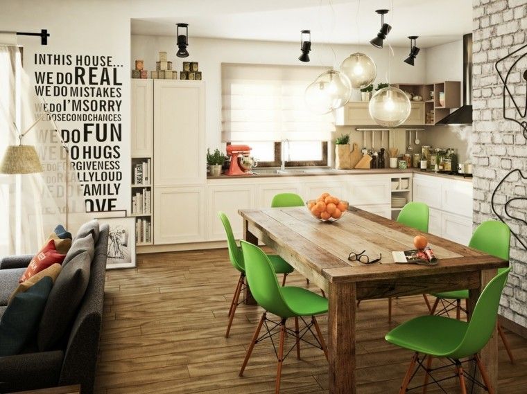 muebles colores vibrantes comedor moderno verde ideas