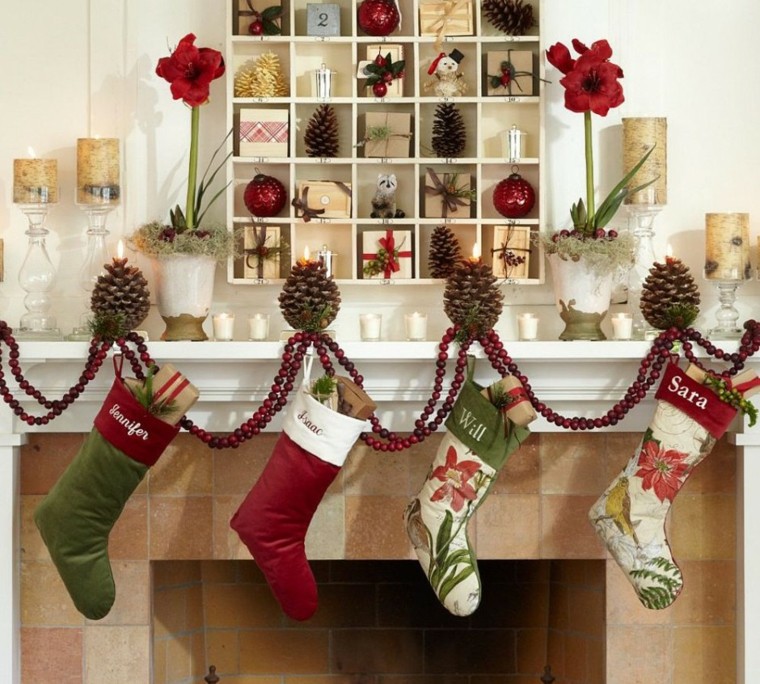 navidad ideas decoracion blanco medias