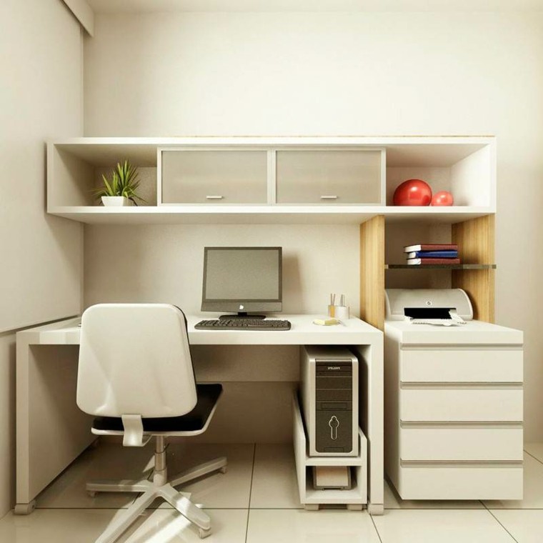 diseño oficina pequeña color beige