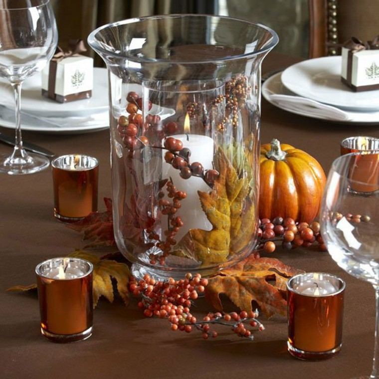 otoño centro elegante vidrio platos
