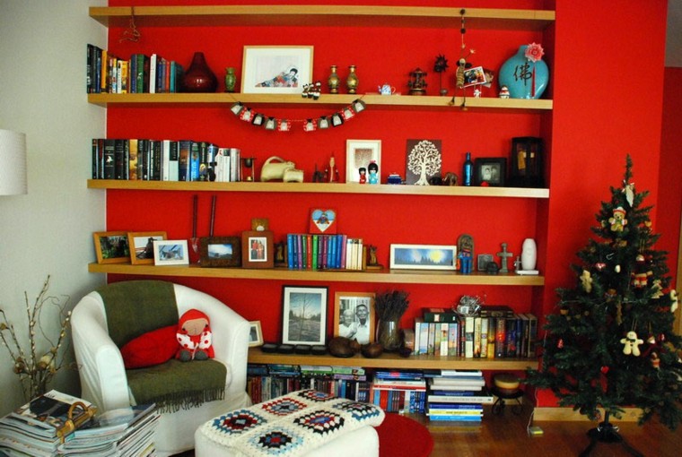 pared en rojo pared roja estilo rojo verde