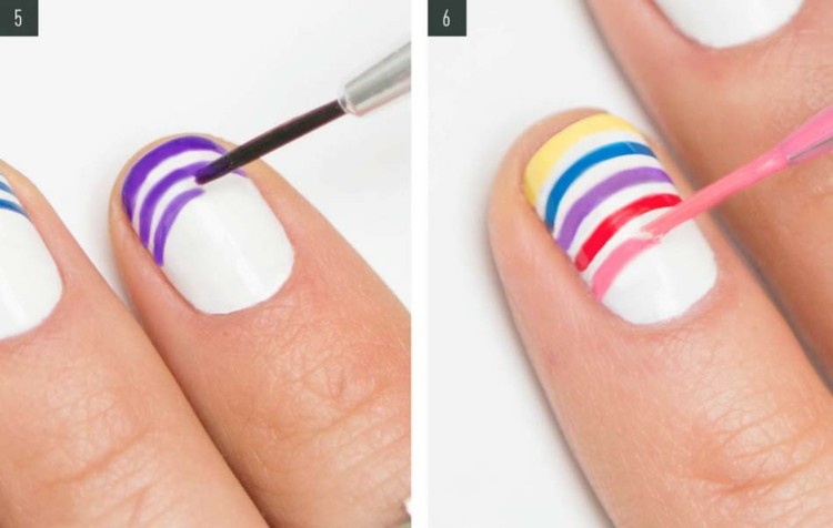 pasos dibujar lineas colores uñas