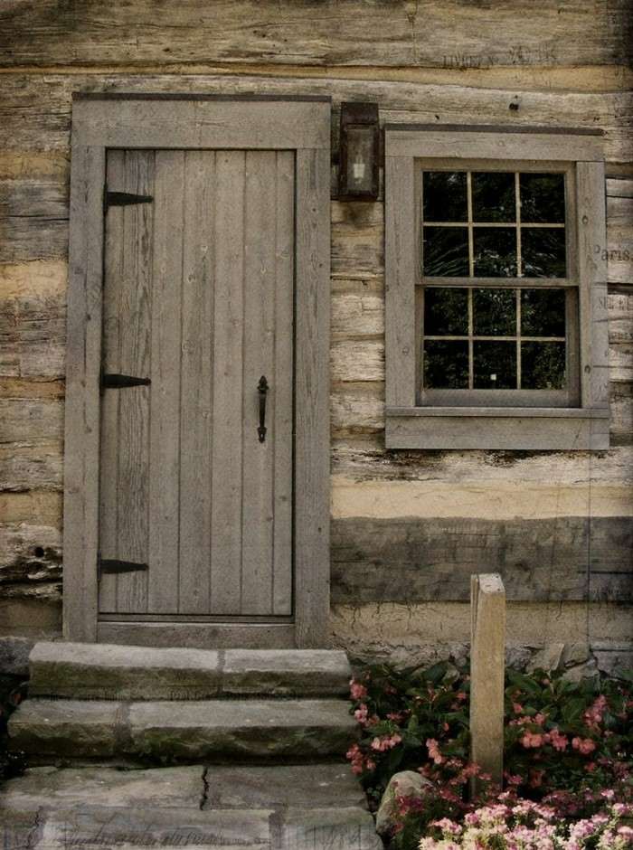 puerta madera diseño ventana