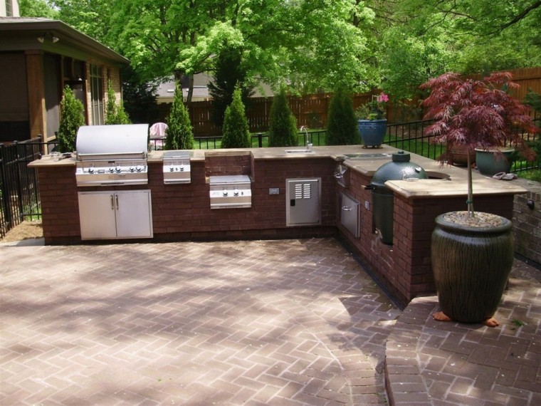 cocina de ladrillo en el jardín moderno refugio perfecto verano cocina exterior ladrillo ideas