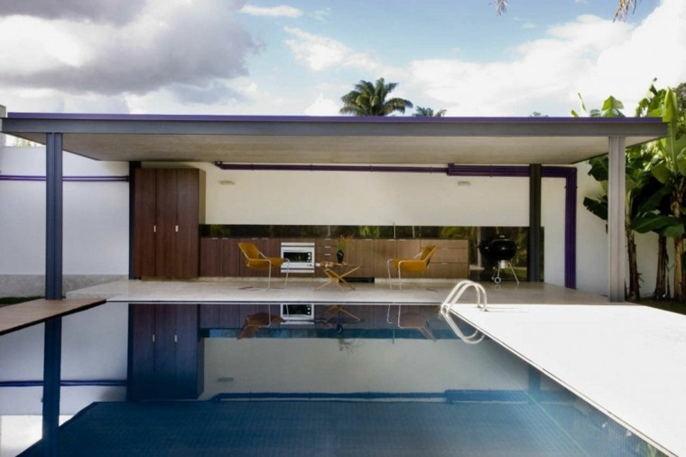 cocina muy grande en el jardín moderno refugio perfecto verano cocina exterior piscina pergola ideas