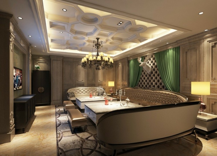 diseño de salón de estilo lujoso salon lujoso estilo cortina verde