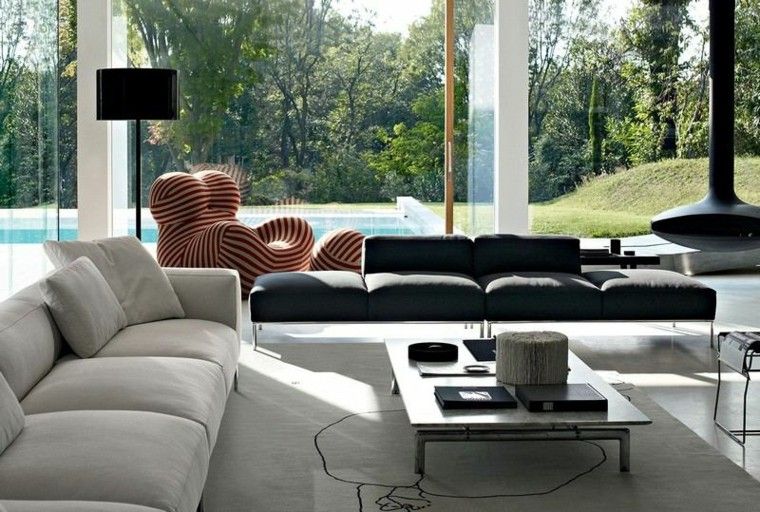 sofa diseño salon plantas jardin lamparas