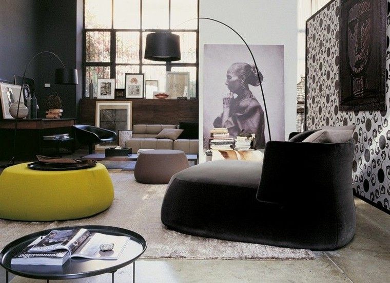 sofa diseño salon plantas mujer cuadro