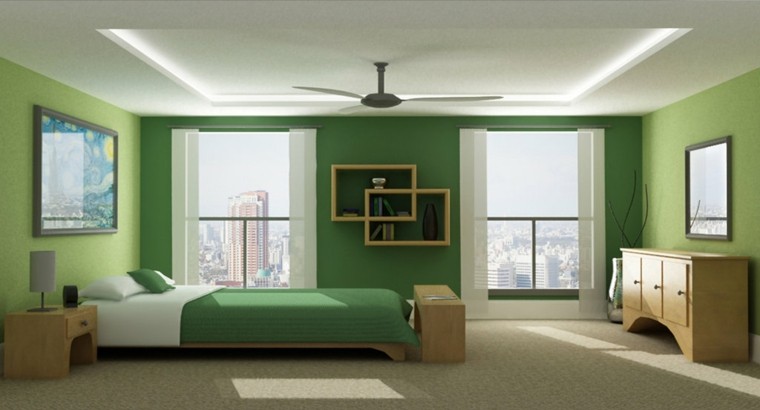 verde rayas plantas techo ventilador