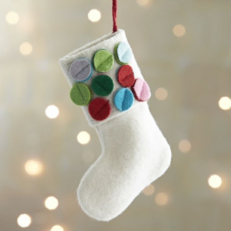 adornos decorativos navidad tejido blanco bota ideas