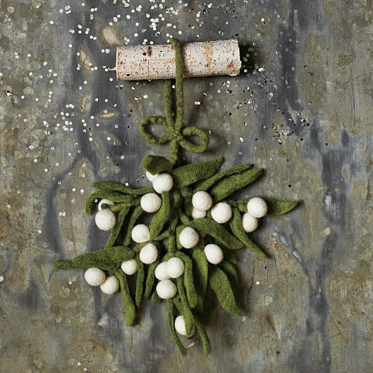 adornos decorativos navidad tejido verde blanco ideas