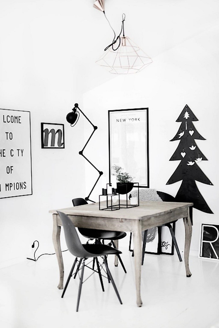 adornos navidad ideas estilo mininalista arbol negro moderno