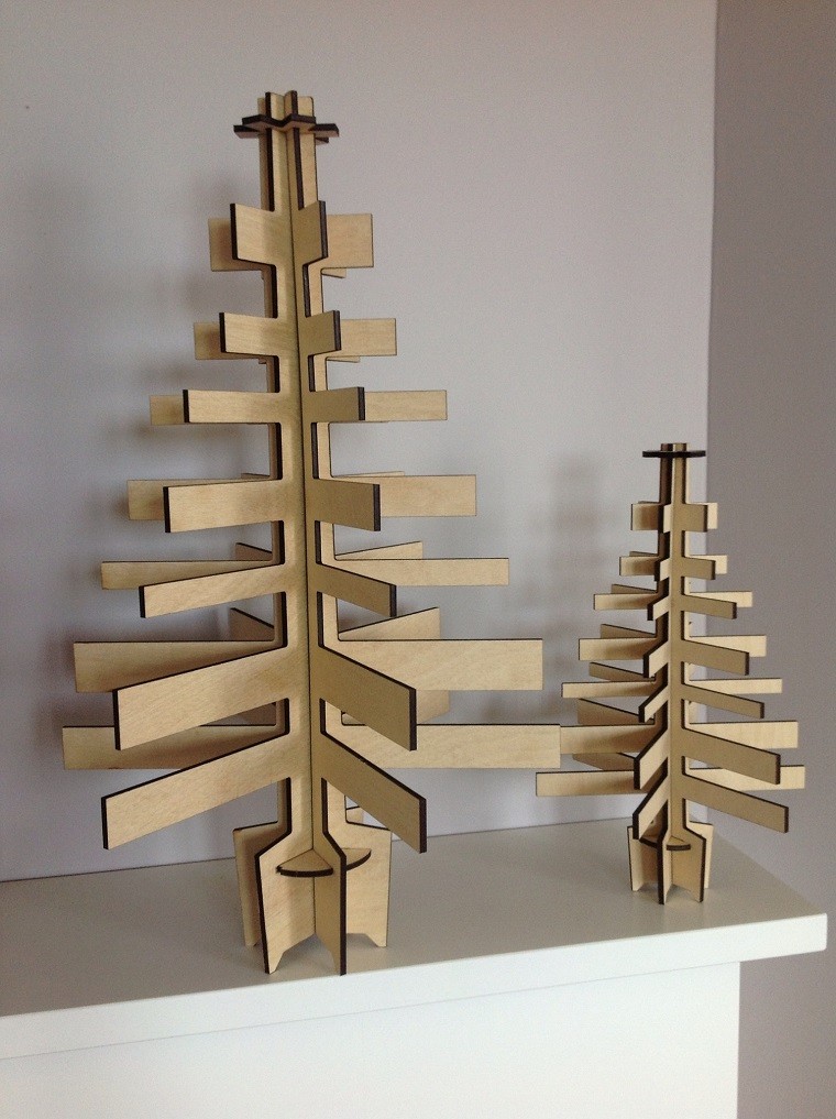 adornos navidad ideas estilo mininalista arboles madera 