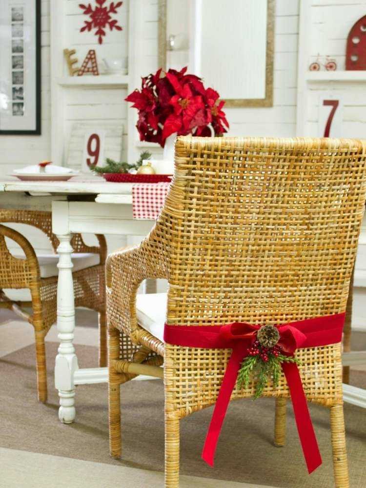 adornos navideños caseros sillas rojo