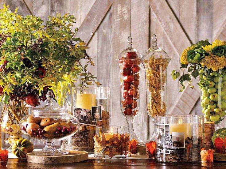 adornos otoño cocina tradicional mesa