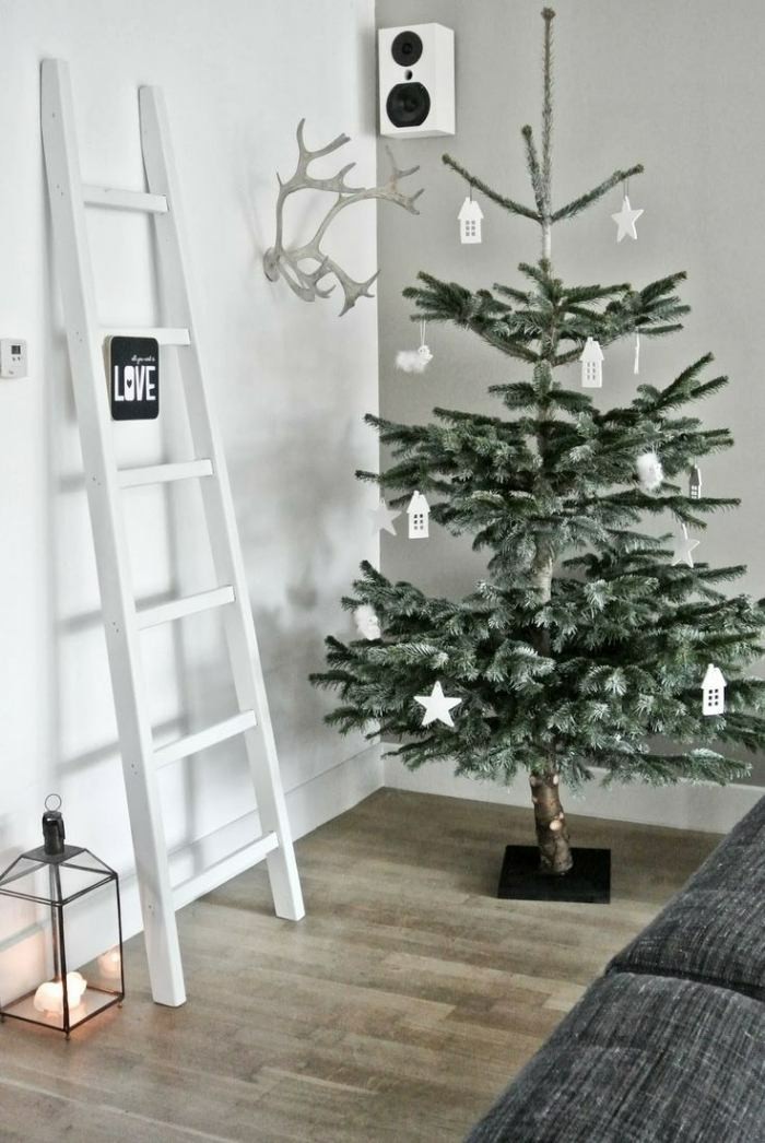 arbol navidad adornos blancos carton