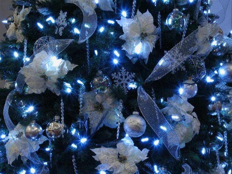 azul y plata ideas decoracion luces cintas