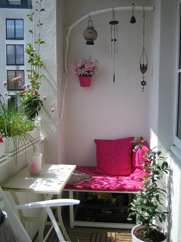 balcon diseño rosa cojines ideas detalles 