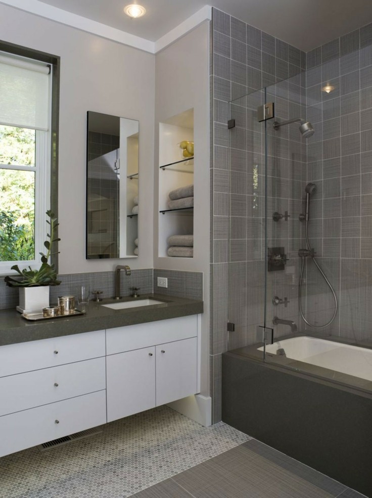 baños modernos paredes color gris