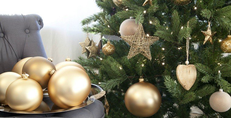bolas corazones estrella oro adornos elegantes casa navidad ideas