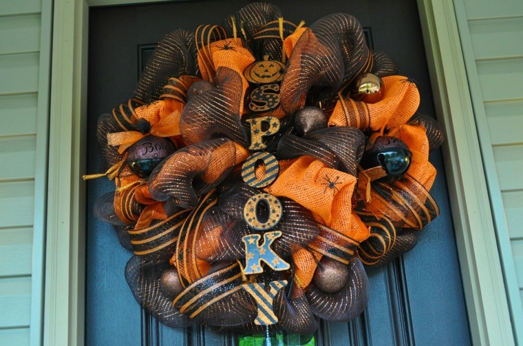 original diseño de corona de otoño bonita corona halloween puerta entrada