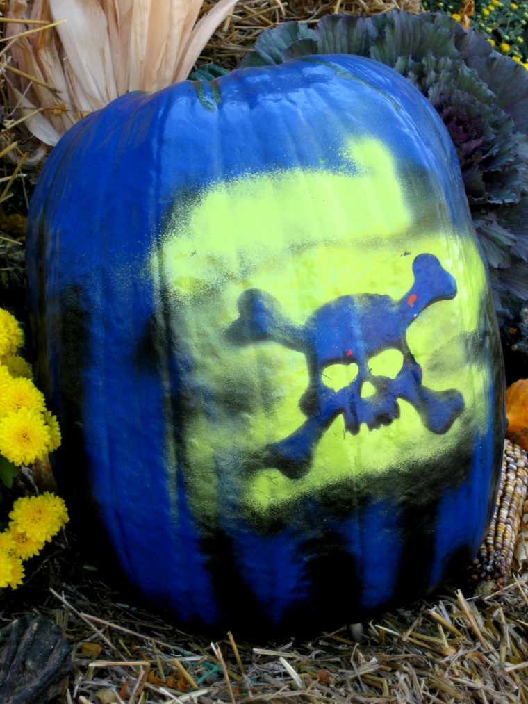 Calabazas y adornos de otoño de colores inusuales