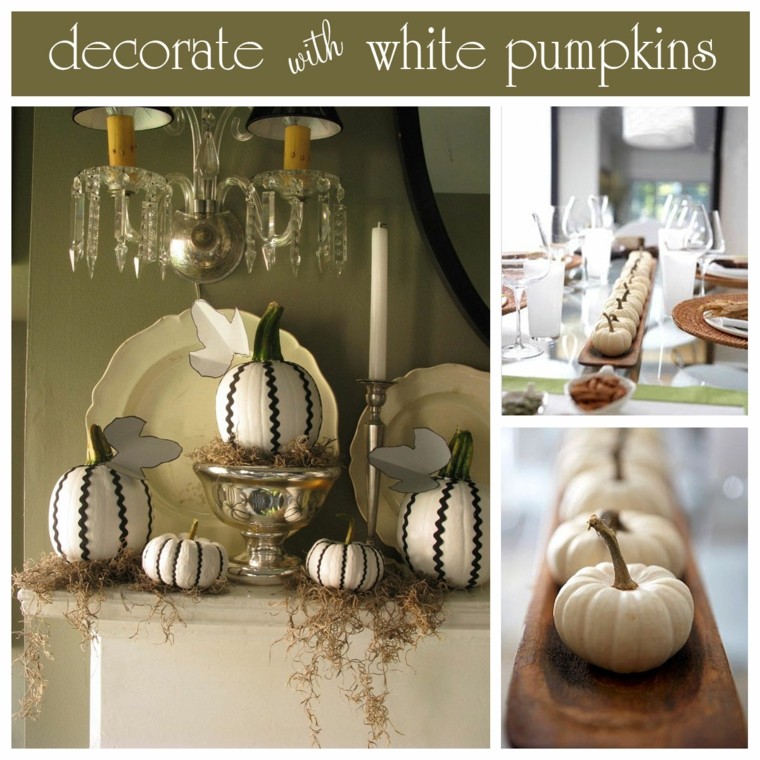 calabazas blancas pintadas decoradas diseño