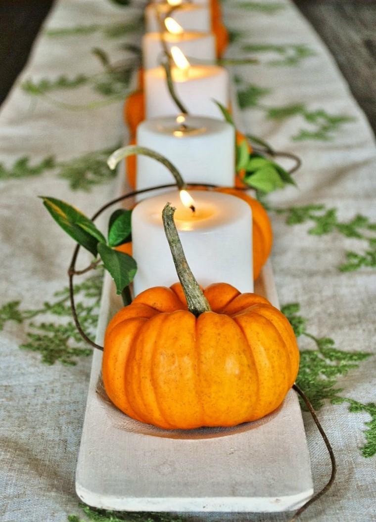 calabazas decora casa otono candelabro ramas precioso