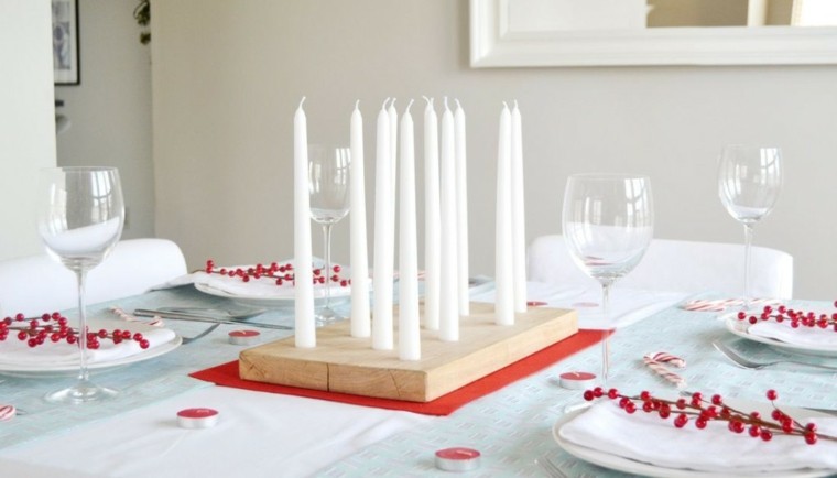 candelabro manualidades preciosas velas blancas madera ideas