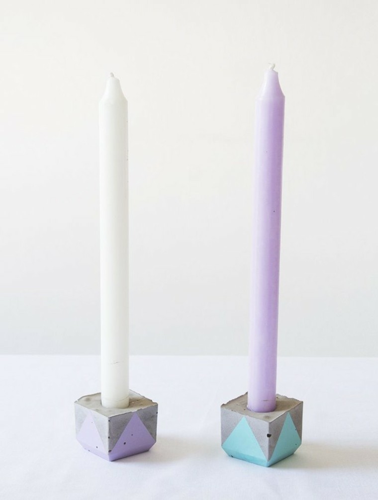 candelabro manualidades preciosas velas geometricas lila ideas