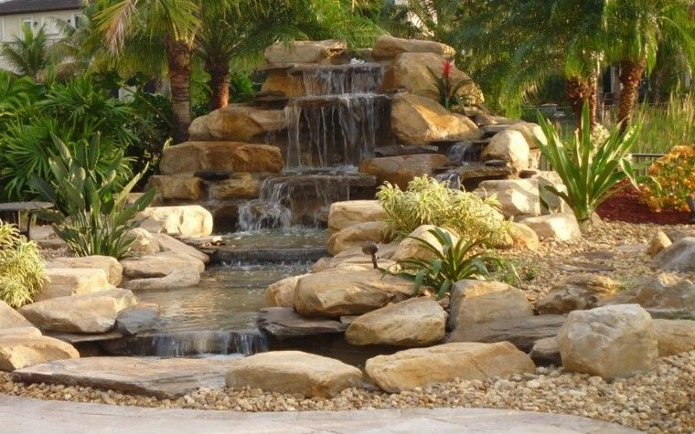 cataratas jardin diseño moderno rocas
