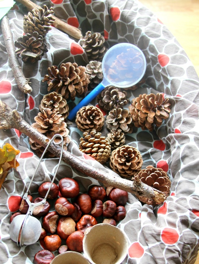 centros de mesa originales ideas castanas pinas ramas otono