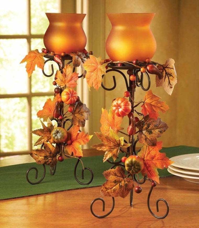centros de mesa otoño decoracion forja velas