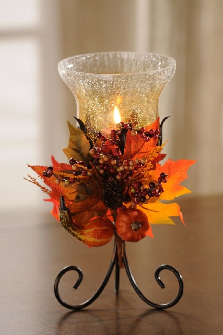 centros de mesa otoño decoracion minimalista velas