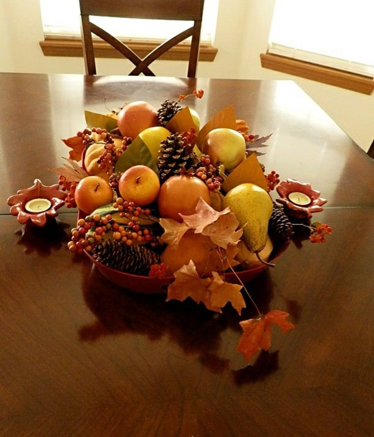 centros de mesa otoño decoracion moderno manzanas