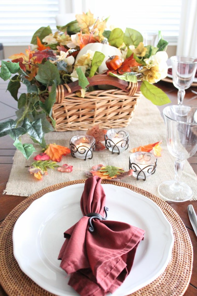 centros mesa originales ideas candelabros preciosos hojas otoño