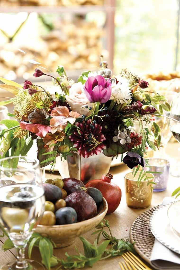 centros mesa originales ideas granadas flores otoño