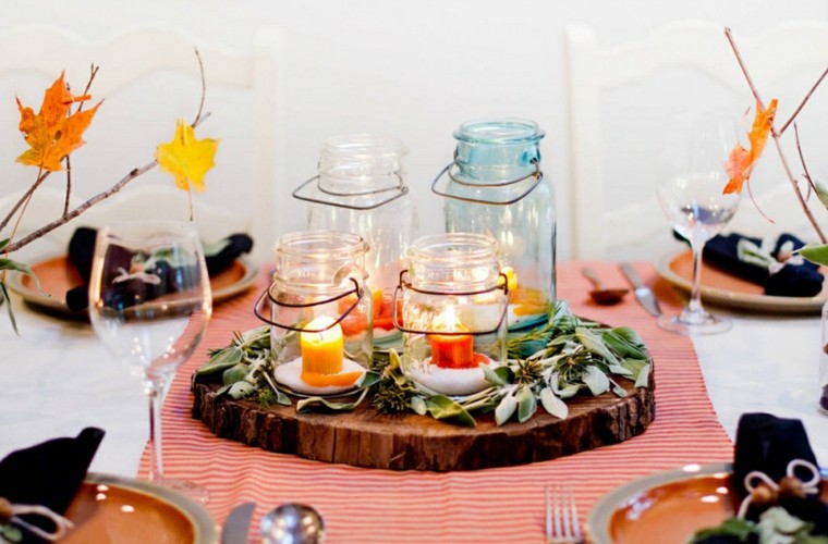 centros mesa originales ideas madera taros cristal velas otoño