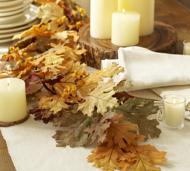centros mesa originales ideas rama hojas velas otoño
