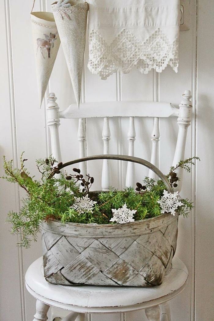 cesta plantas deco copos navidad