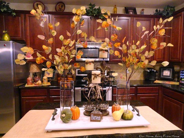 cocina decorada hojas secas