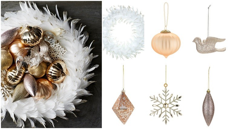 color blanco oro adornos elegantes casa navidad nido plumas bolas ideas